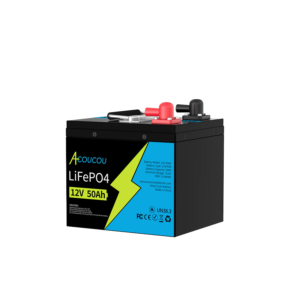 Acoucou MaxOne 12V 50Ah Bluetooth Lithium LiFePO4 Deep Cycle Battery,RV Marine Motor Golfcart Battery