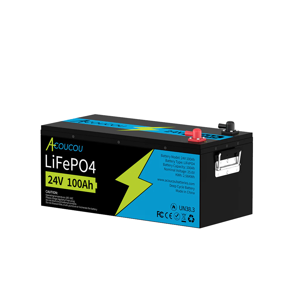 Acoucou MaxOne 24V 100Ah Bluetooth Lithium LiFePO4 Deep Cycle Battery,RV Marine Motor Golfcart Battery
