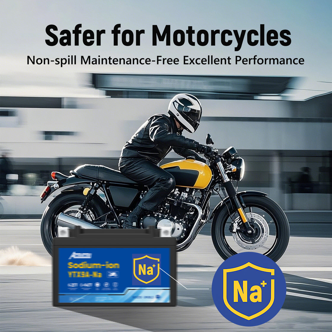 Acoucou  YTX9A-BS Motorcycle Battery, YTX9-BS12V 4.25Ah Sodium-Ion Battery, 250CCA, For Motorcycles, ATV, Lawn Mowers, Tractors