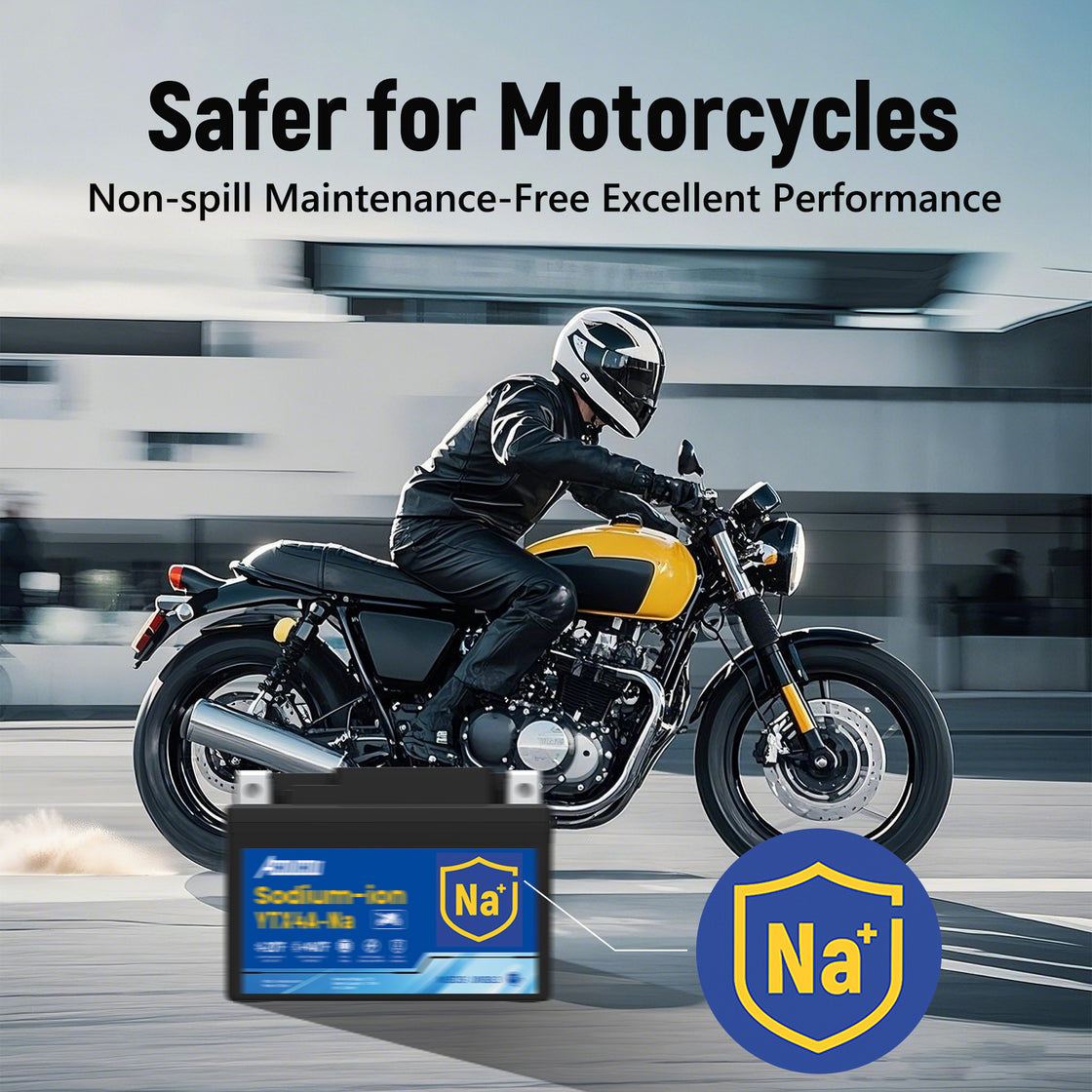 Acoucou YTX4A-BS Motorcycle Battery, 12V Sodium-Ion Battery, 140CCA, High Performance Rechargeable Maintenance Free Batteries For Motorcycles, ATV, Lawn Mowers, Scooter,UTV, ect.