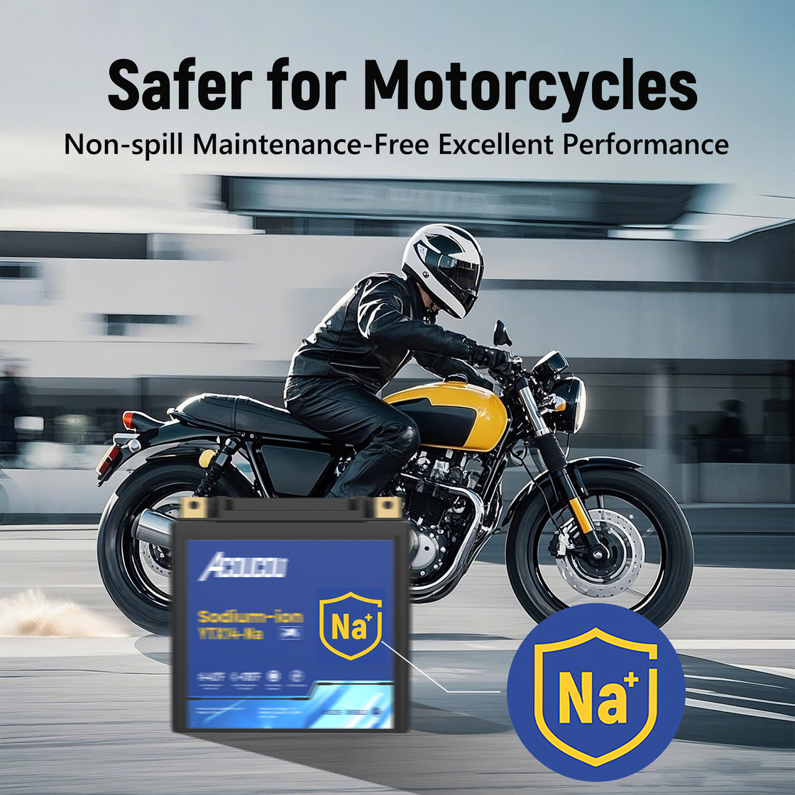 Acoucou YTX12A-BS Motorcycle Battery, 12V Sodium-Ion Battery,, For Motorcycles, ATV, Lawn Mowers, Dirt Bike,Tractors, Scooter, UTV. Replacement for  Lead-acid and Lithium Batteries