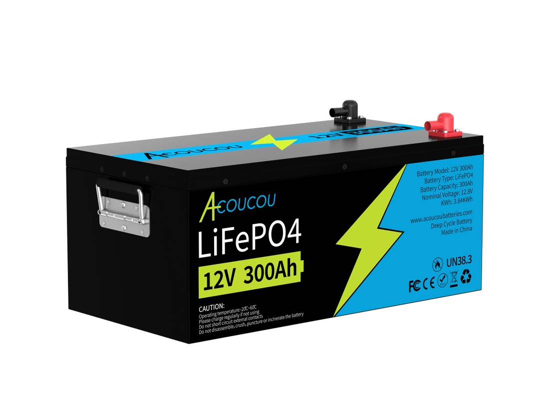 Acoucou MaxOne 12V 300Ah Bluetooth Lithium LiFePO4 Deep Cycle Battery,RV Marine Motor Golfcart Battery - Acoucoubatteries