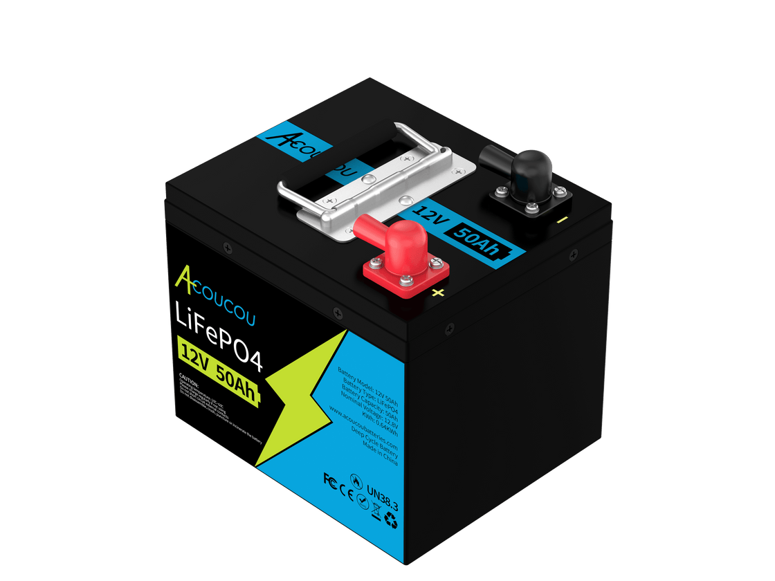Acoucou MaxOne 12V 50Ah Bluetooth Lithium LiFePO4 Deep Cycle Battery,RV Marine Motor Golfcart Battery - Acoucoubatteries