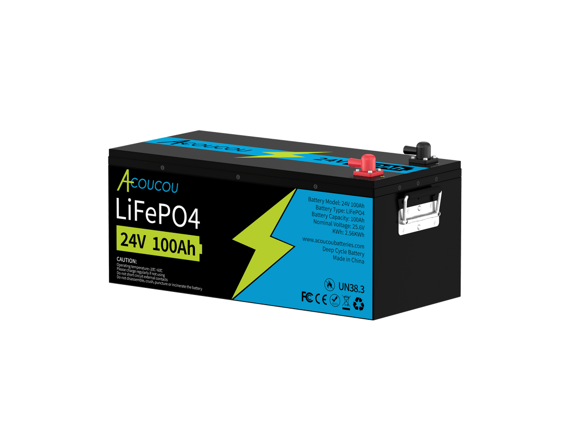 Acoucou MaxOne 24V 100Ah Bluetooth Lithium LiFePO4 Deep Cycle Battery,RV Marine Motor Golfcart Battery - Acoucoubatteries
