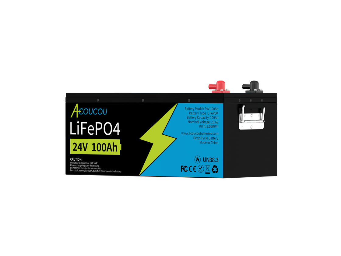 Acoucou MaxOne 24V 100Ah Bluetooth Lithium LiFePO4 Deep Cycle Battery,RV Marine Motor Golfcart Battery - Acoucoubatteries